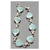 Sterling Silver & Turquoise Heart Bracelet