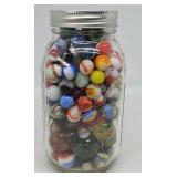 1 Qt Mason Jar Full of Vintage Marbles
