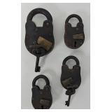 (4) Vintage Padlocks w/Keys