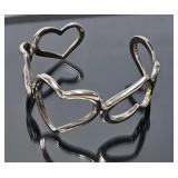 Sterling Silver Heart Cuff Bracelet