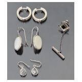 3Pr. Sterling Silver Earrings & TieTac