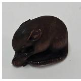 Netsuke, Rat, carved box wood