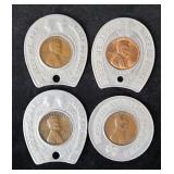4 Encased Lincoln Cents
