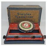 Simplex Tin Litho Toy Typewriter w/Orig Box