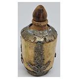 Vintage Chinese Wood, Bone & Pewter Snuff Bottle