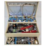 Jewelry Box Filled w/Jewelry & Watches