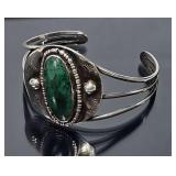 Navajo Sterling & Green Turquoise Cuff Bracelet
