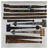 Lot of Hand Forged Iron Barn Hinges
