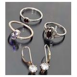 (2) Sterling Silver Rings & Earrings