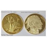 (2) Gold Plated Proof Gold Coin Copyï¿½s