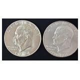 1974 & 1976 UNC Ike 40% Silver Dollars