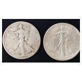 1934 & 1944 Walking Liberty Silver Half Dollars