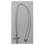 Sterling Silver & Diamond Cross Necklace