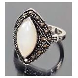 Sterling Silver, Marcasite & MOP Ring
