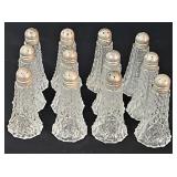 (12) Sterling Silver & Pressed Glass S&P Shakers