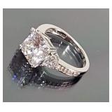 Designer Sterling Silver & 3ct CZ Ring