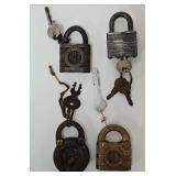 (4) Antique Padlocks w/Keys