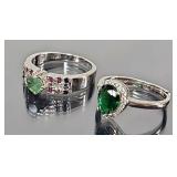 2 Designer Sterling Silver & CZ  Rings