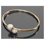 24k Gold Over Sterling Silver & Pearl Bracelet