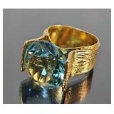 24KT Gold on Sterling & Synthetic Spinel Ring