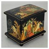 1988 Russian Palekh Black Lacquer Dresser Box