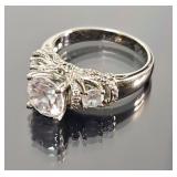 Sterling Silver & CZ Engagement Ring