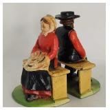 Set (2) Cast Iron Amish Man & Woman Bookends