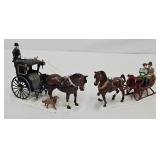 Die Cast Metal Handsome Cab & One Horse Sleigh