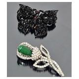 2 Mid Century Kramer NY Marked Rhinestone Pins