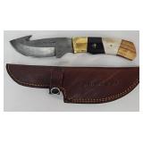 Pioneer Damascus Steel 9" Fixed Blade Knife