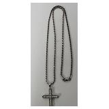 Sterling Silver & CZ Cross Necklace