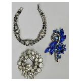 (3 Pcs) Vintage Weiss Rhinestone Jewelry