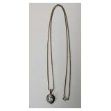 Gold on Sterling Silver CZ & Emerald Necklace