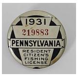 1931 Pennsylvania Resident Fishing License
