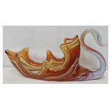 11 1/2" Art Glass Swan Dish