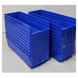 (20) 18"L x 5 1/2"W x 4"D Blue Plastic Parts Bins
