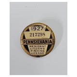 1927 Pennsylvania Resident Fishing License