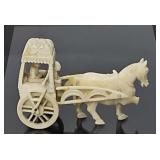 Antique Hand Carved Ivory Horse Drawn Carriage