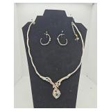 Sterling Silver & Topaz Necklace & Earrings