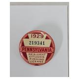 1929 Pennsylvania Resident Fishing License