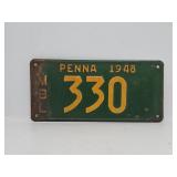 1948 Pennsylvania Motor Boat License Plate