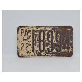 1922 Pennsylvania Motorcycle Plate