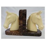 Pr Mid-Century Italian Onyx Horse Head Bookends