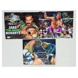 (3) Autographed WWF Jake the Sanke Roberts Photos