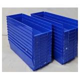 (20) 18"L x 5 1/2"W x 4"D Blue Plastic Parts Bins