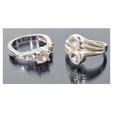 2 Designer Fine Sterling Silver Rings