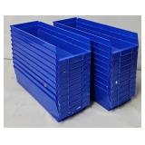 (20) 18"L x 5 1/2"W x 4"D Blue Plastic Parts Bins