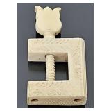 Antique Hand Carved Ivory Sewing Clamp