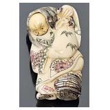 Antique Polychrome Ivory "Karakuri" Netsuke