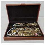 Wood Box Filled with Jewelry and Watches
